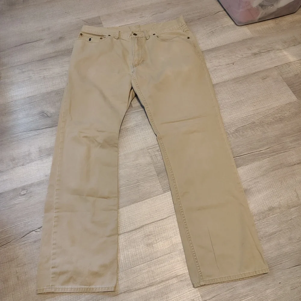 Polo Ralph Lauren Mens Authentic Dungarees Khaki Tan Twill Pants 36x32